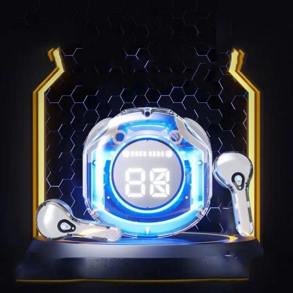 Прозрачные беспроводные наушники со светодиодным дисплеем, беспроводные наушники-вкладыши, беспроводные наушники Blue Tooth для спорта розовый